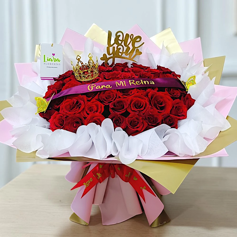fabuloso ramo buchón rosas rojas